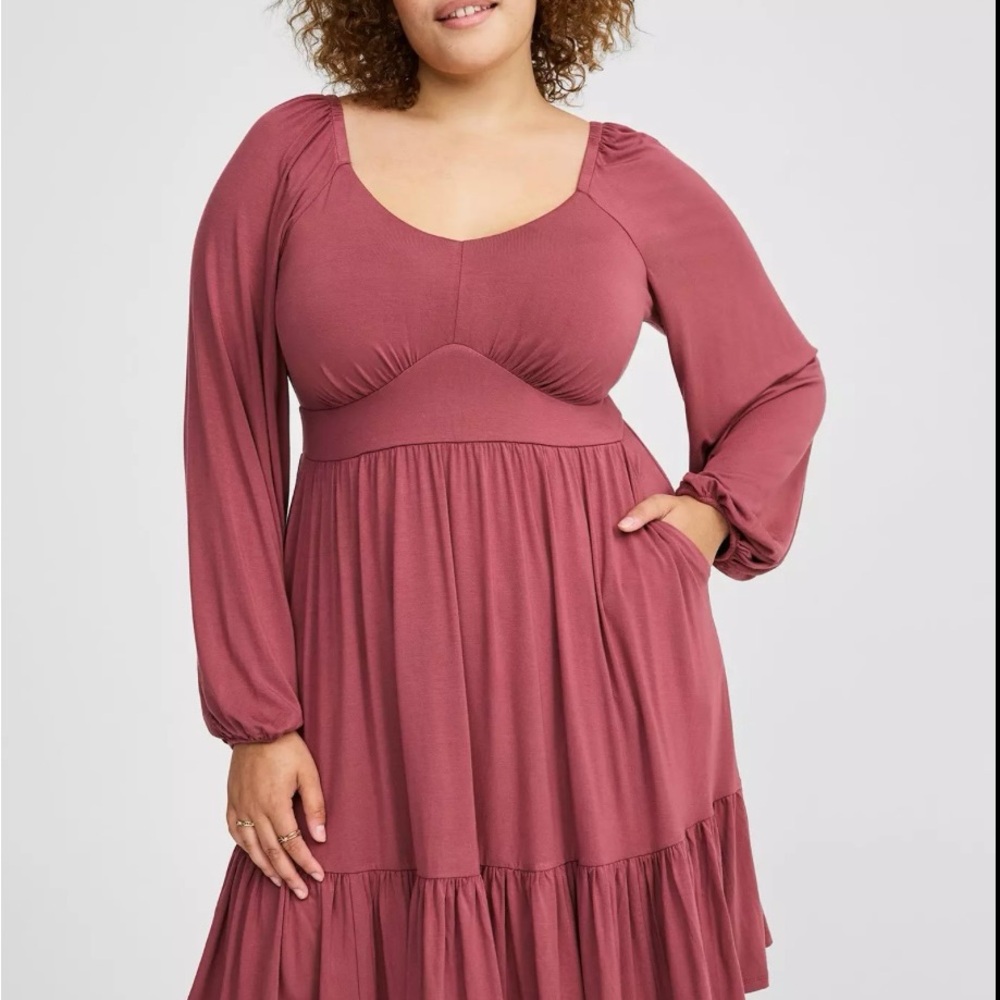 Torrid Mini Super Soft Tiered Skater Dress in Wild Ginger.